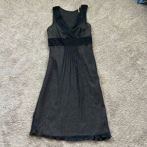 Vintage LOFT Black Crepe Sheath Dress Whimsigoth Fairy Grunge Size 4 Y2K 90s